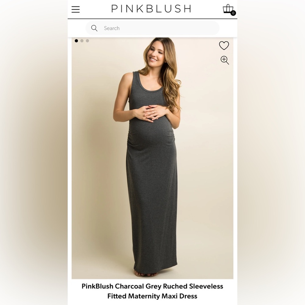PinkBlush Charcoal Grey Maternity Maxi Dress Size Large